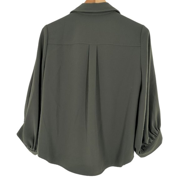 NEW/NWT Fifteen Twenty Olive Green Balloon Sleeve Button Front Shirt Size Medium - Picture 4 of 5